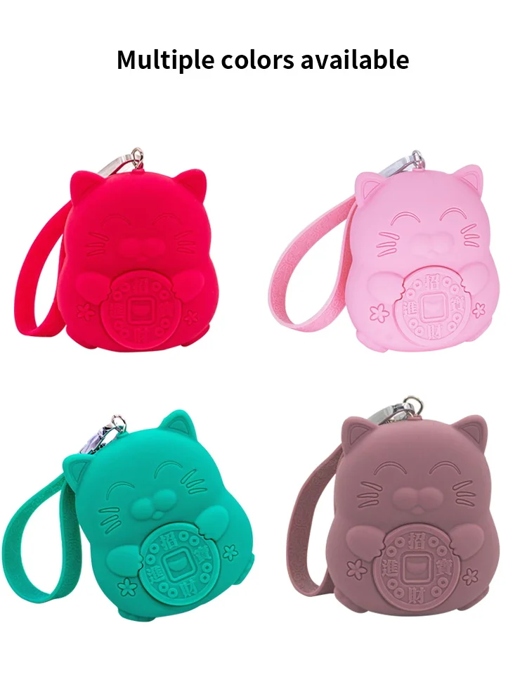 Lucky Cat Cheap 3D Silicone Rubber Cute Change Coin Purse Girls Zipper Mini Wallet