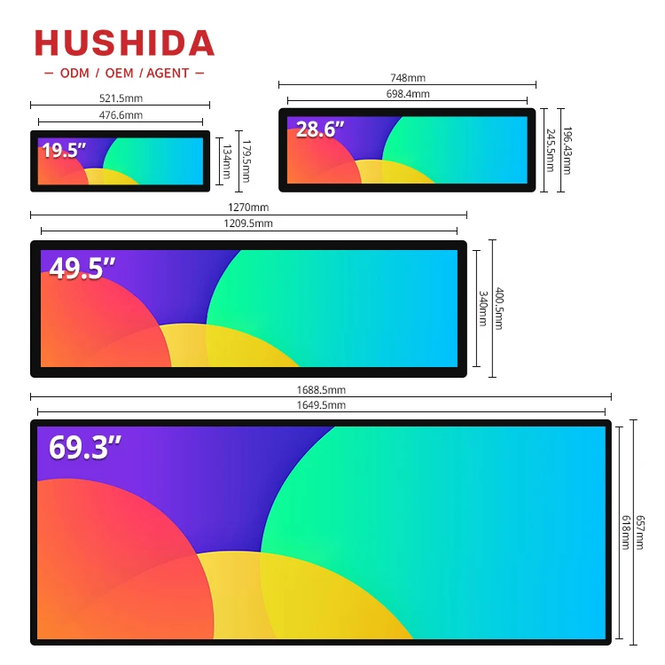 28.6 inch Shelf Edge Smart LCD Panel Screen Stretched Bar Digital Shelf Bar LCD Screen