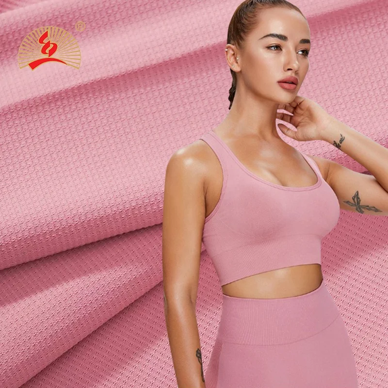 Custom Spandex Moisture Wicking OEM Dye Yoga Pants Sports Gym Cloth Bra Waffle Nylon Knitted Woven Fabric