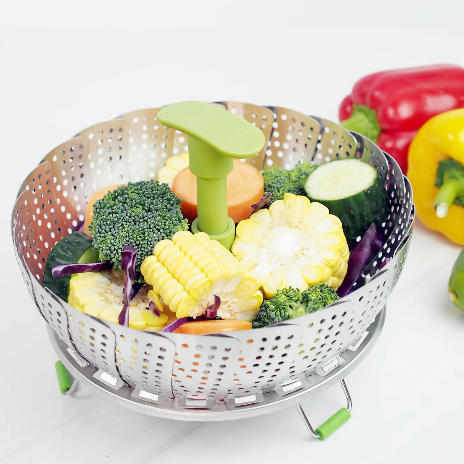 Steamer Basket Stainless Steel Vegetable Folding Insert for Veggie Fish Seafood