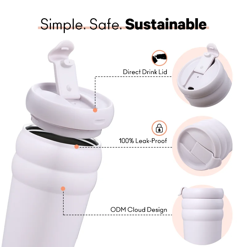 ODM 26oz Cloud Insulated Coffee Milk Accessory Direct Drink Lid Straw Eco-Friendly Disposable Customizable Logo Packaged Boxes