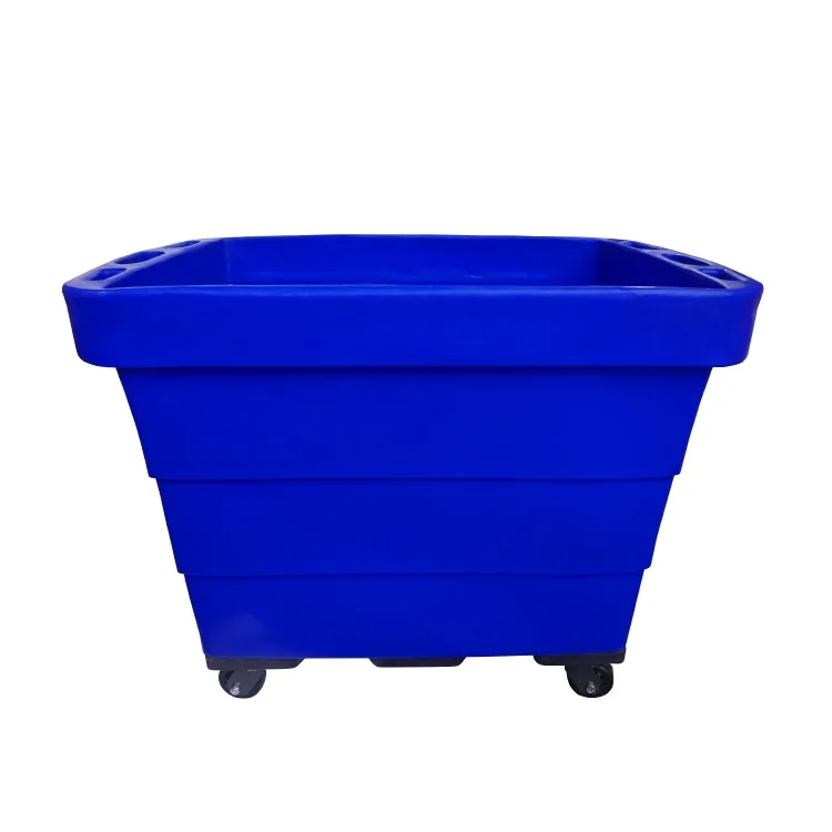 400L Hotel Commercial HDPE Plastic Laundry Linen Rectangular Cube Trolley Cart