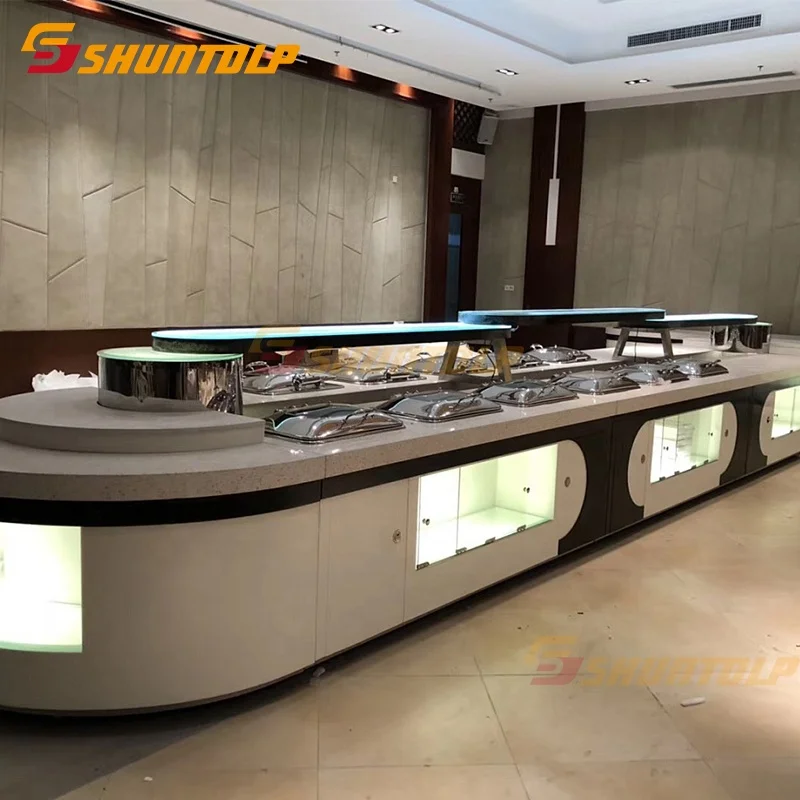 Luxury Commercial Salad Bar  Display Refrigerator buffet cooler modern hotel sushi buffet counter equipment design