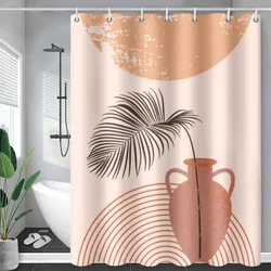 Top Selling Cortinas De Bano, Nordic Green Leaves Bathroom Mat Set With Shower Curtain for Bathroom/