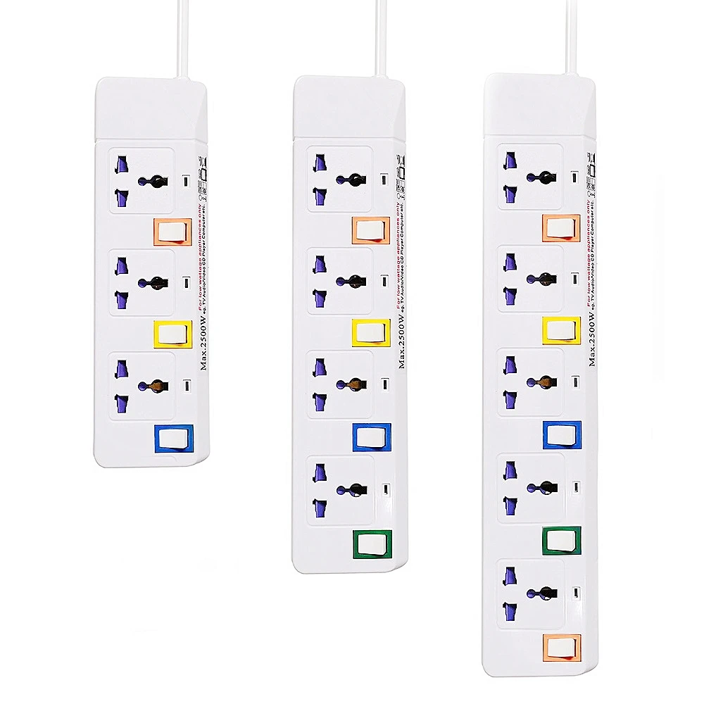 Кабель 2 м, Тайланд, Вьетнам, 2 плоских штыря, удлинитель питания, электрический удлинитель, универсальная розетка с индивидуальным переключателем