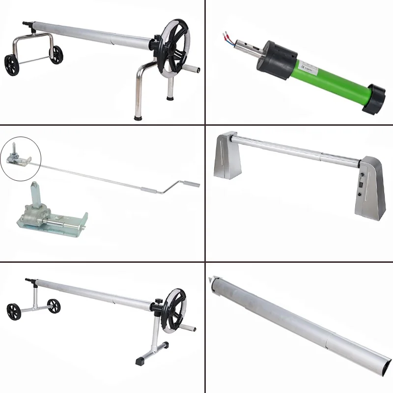 Auto Pool Cover Reel Pool Cover Roller With Elastic Straps Style