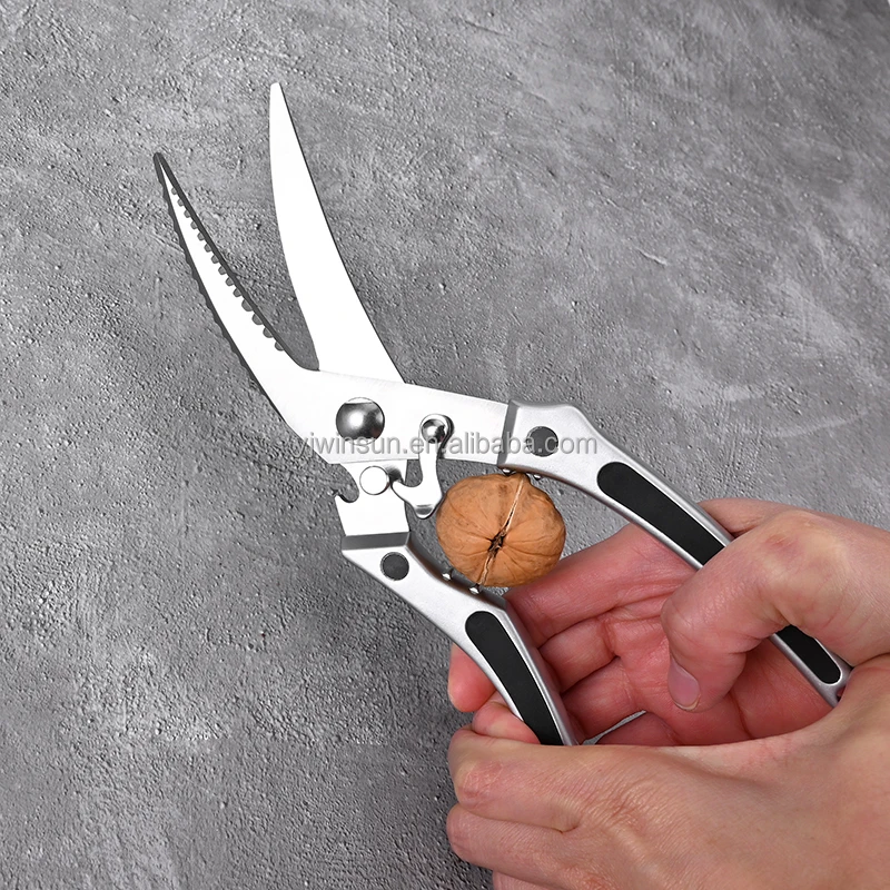 High Quality Wohle Stainless Steel  Bone Scissor  Chicken Scissors Kitchen Shear with Bottle Opener Walnut Cracker