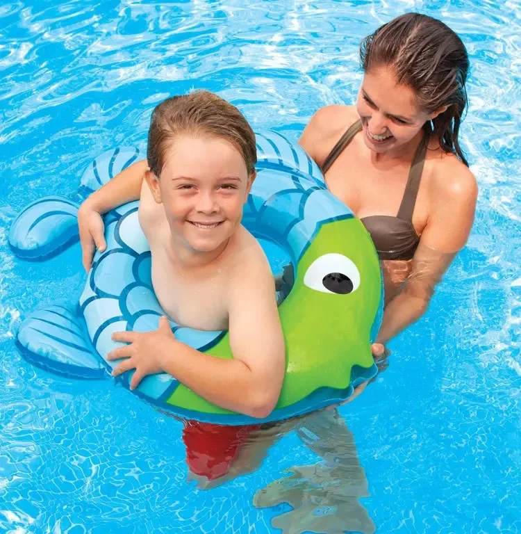  Cartoon Fish Pool Float Baby PVC Circle 3-6 Age Inflatable Swimming Ring for Beach Party