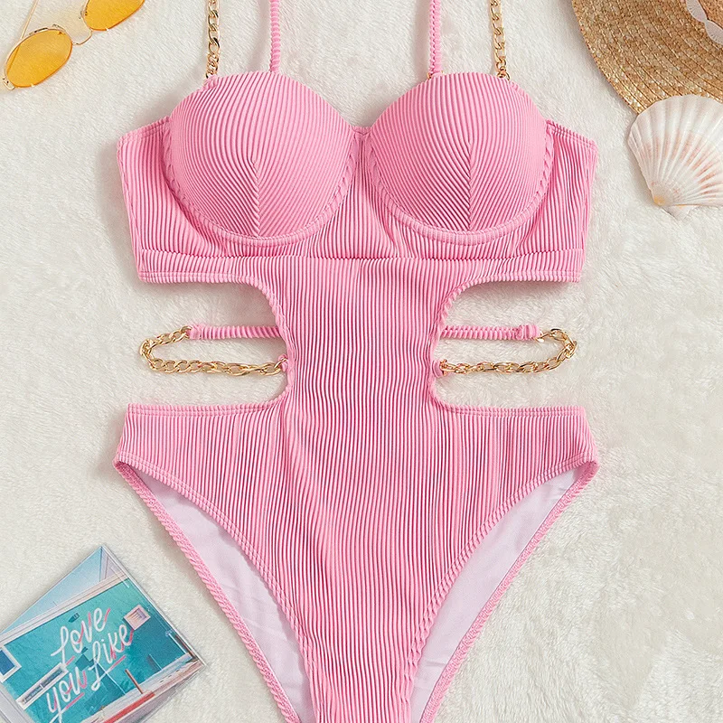 sexy colorful one piece hollow out swimsuit summer beach swimwear for women