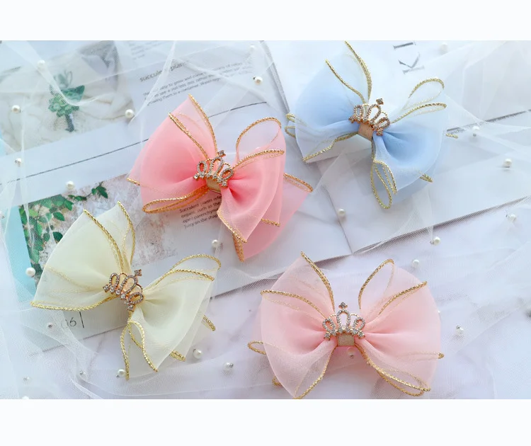 Girl Bowknot Lace Hair Clips Hair Accessories Crown Queen Style Hair Clip baby headwear