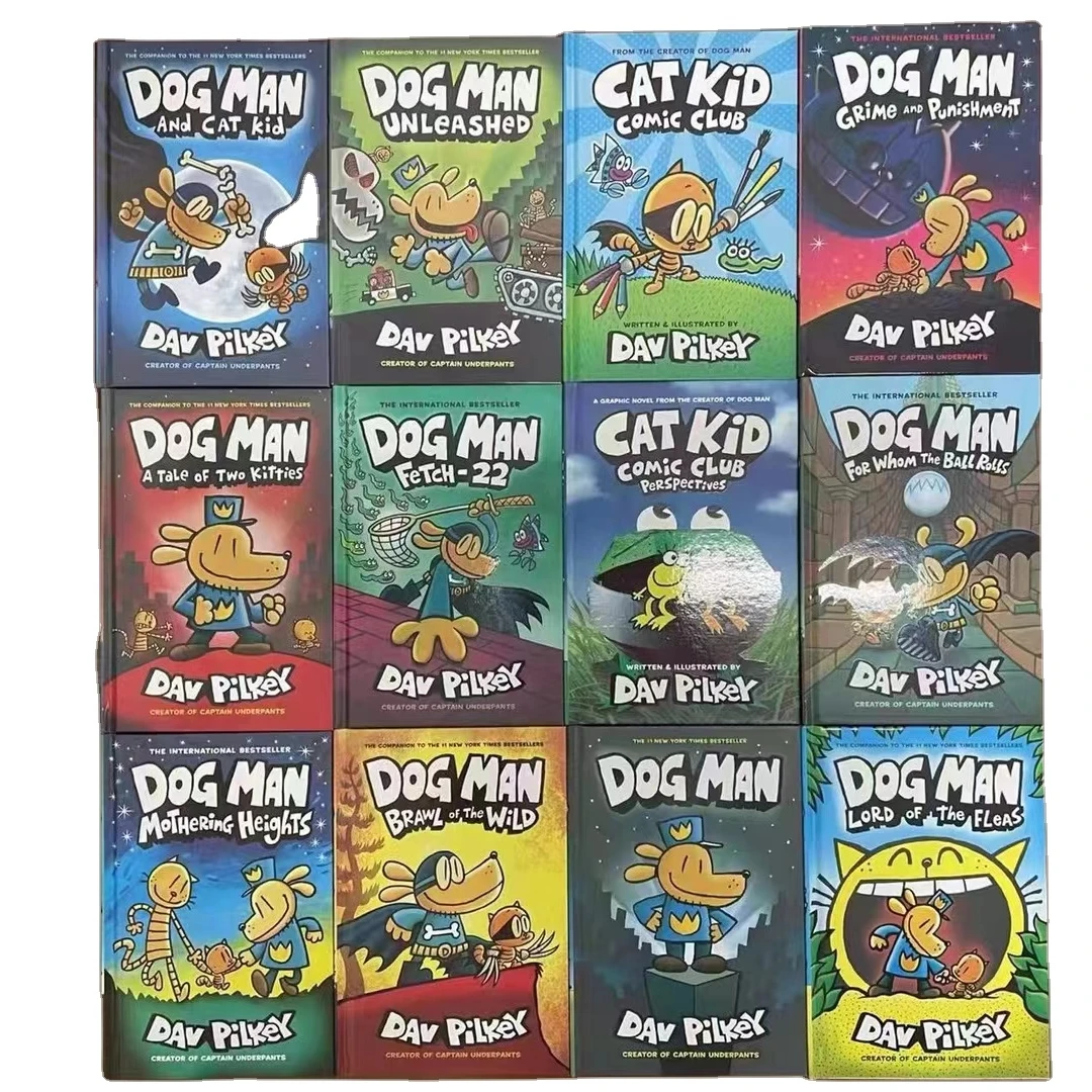 Factory Direct Sale 12 Books Set Color Hardcover Comics Dog Man Story Books Picture Books for Children