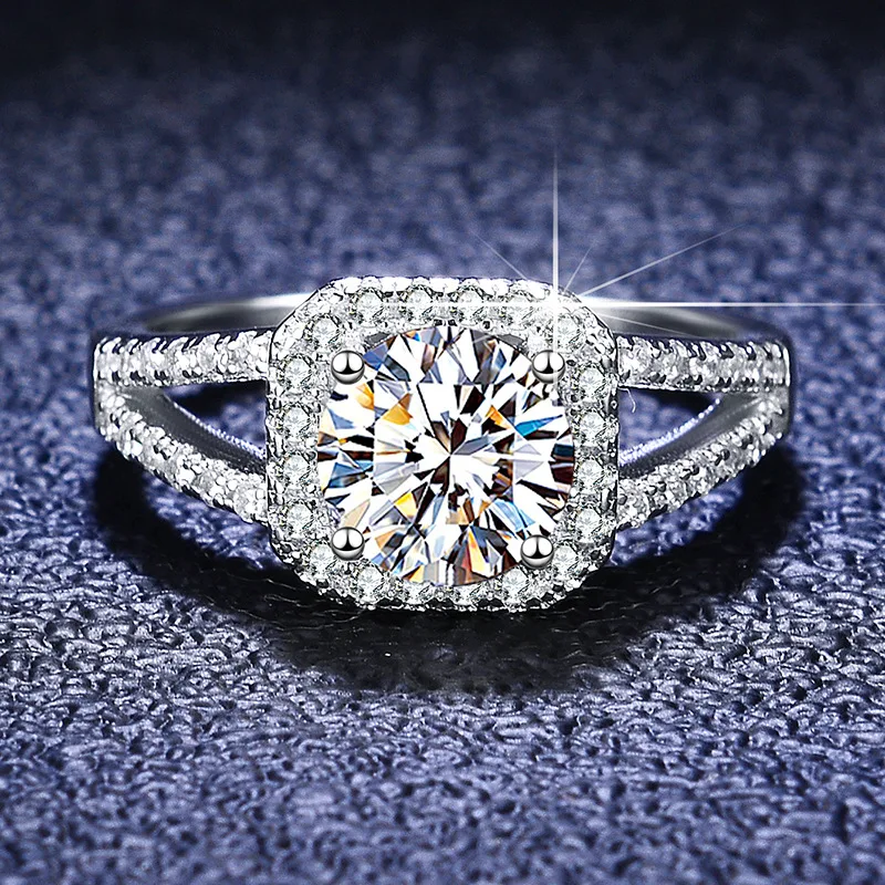 S925 Sterling Silver Ring Mosang Stone Ring Proposal Girl 1 Carat Manufacturer Wholesale Cross border Little Red Book