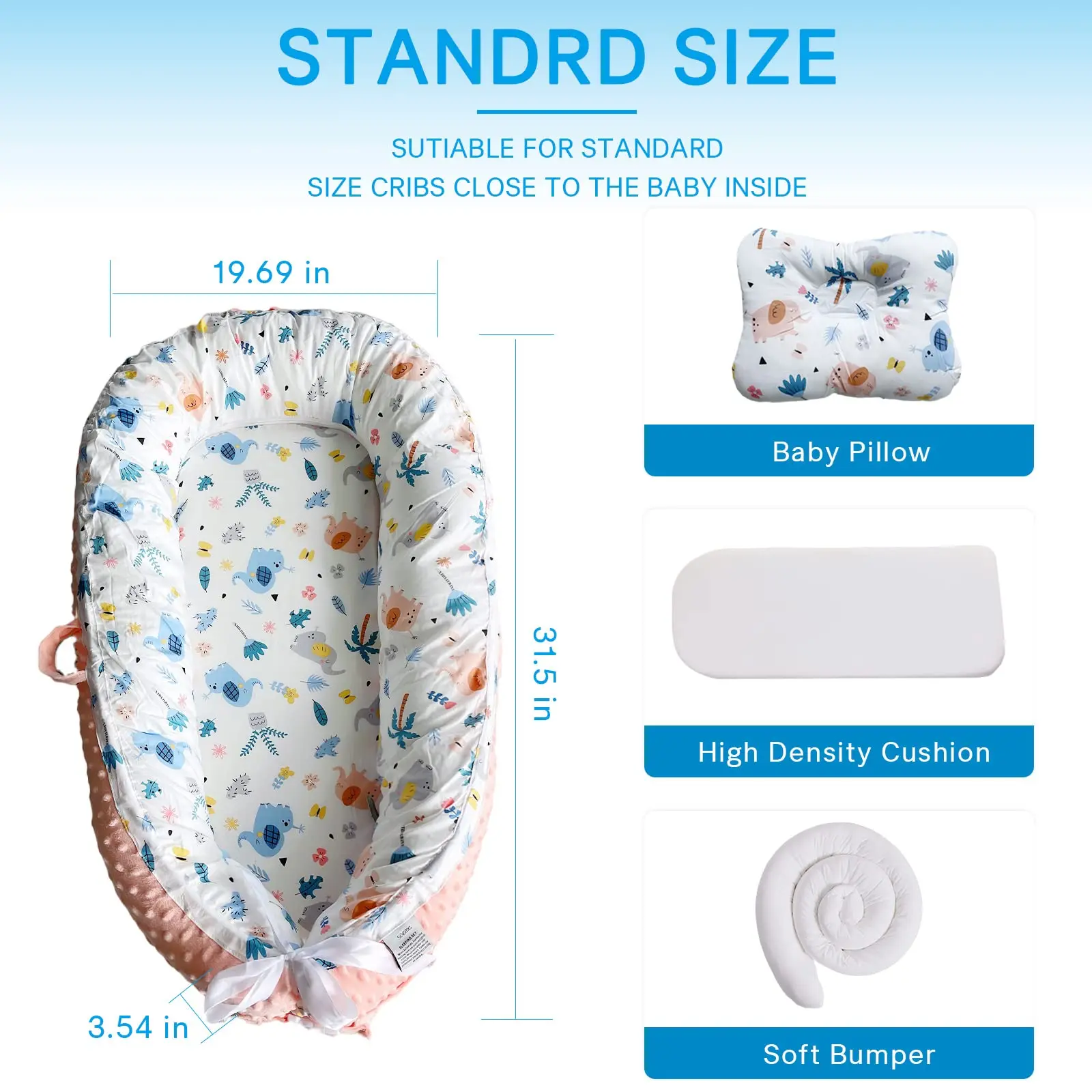 Newborn Gift baby Nest 100% Cotton Infant Lounger Baby Sleeping Bassinet Snuggle Baby Nest Bed