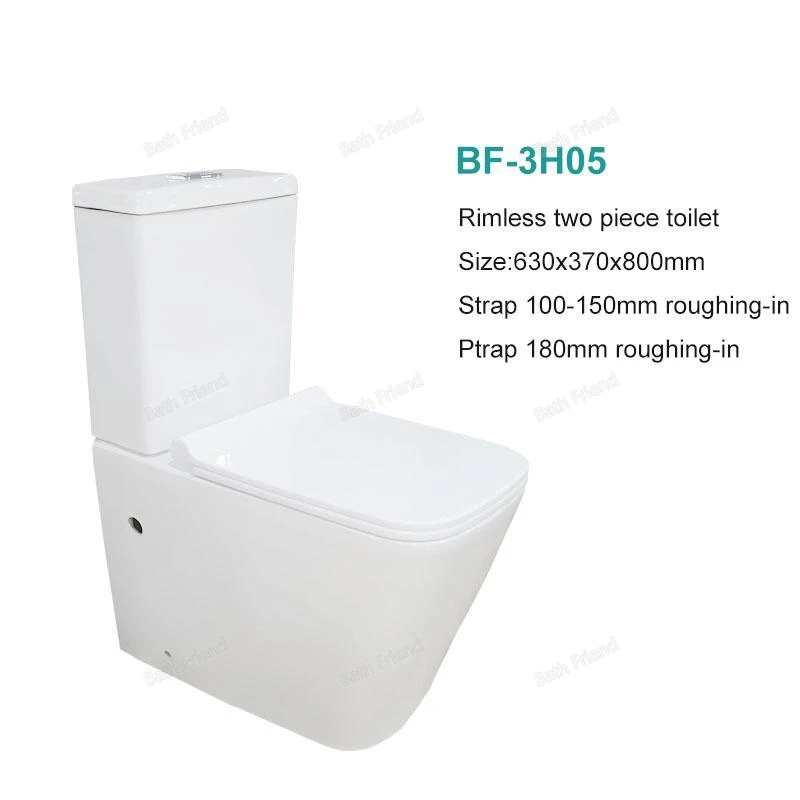 Bathroom sets sanitary ware P trap square shape water closet commode cheap  back to wall rimless two piece wc toilet