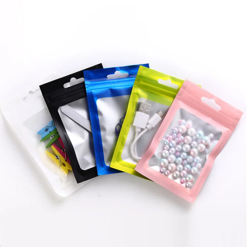 Plastic bag with zip lock bags black green white blue color packing bag with zipper