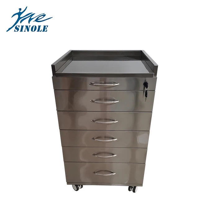 Мобильный шкаф из нержавеющей стали для стоматологических клиник с 5 ящиками/тележка для стоматологических клиник