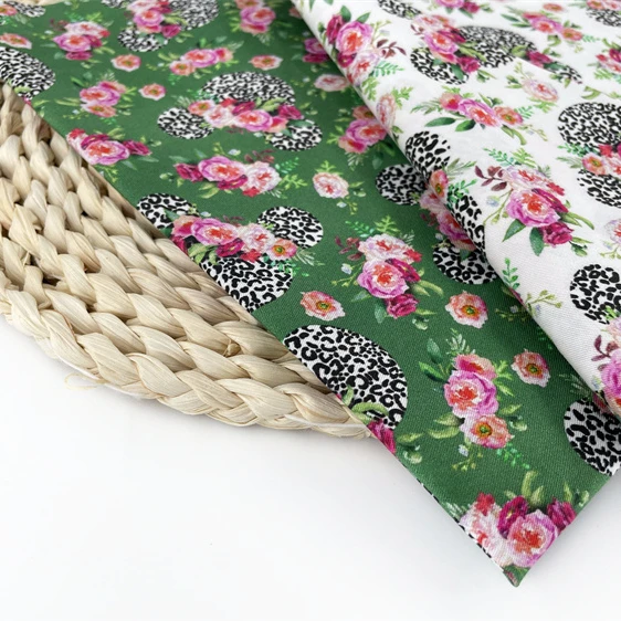 
 No moq wholesale custom design floral print twill cotton fabric with 40s for shirts  