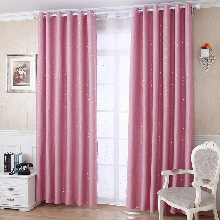 Hot Sale Blackout Curtain High Shading Curtain, Star Pattern Silver Hot Stamping Print Curtain