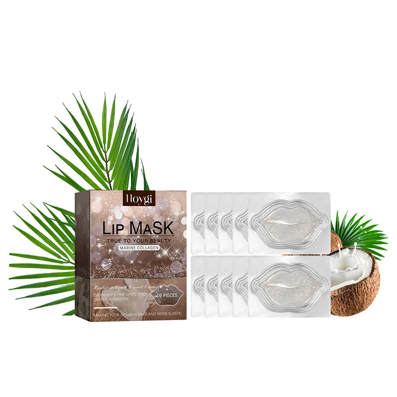 Wholesale Coconut Lip Mask Sheet Moisturizing Repair Plump Red Mouth Crystal Collagen Lip Mask