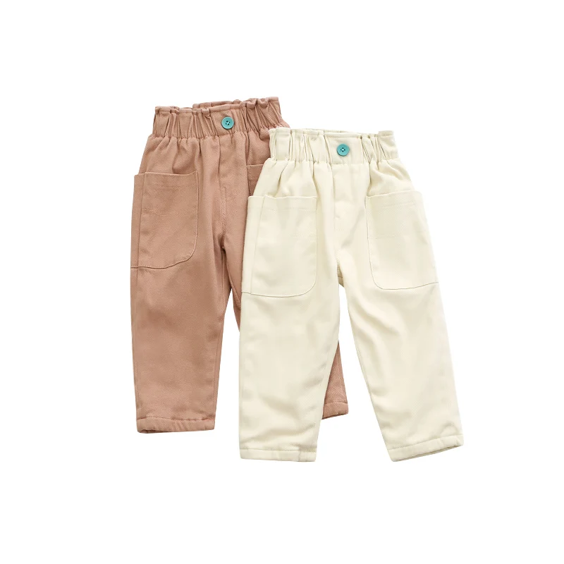 
Solid color autumn full-length 1-3-year old baby trousers unisex comfortable fabric baby trousers 