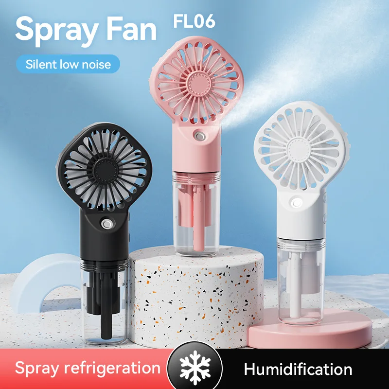 USB Rechargeable Air Cooling Fan Mini Portable Water Misting Fan 4-Gears Wind with Water Tank for Outdoor Travel