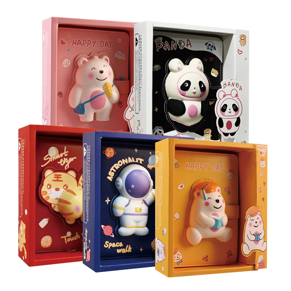 2023 Fresh Trendy Hot Popular School Stationery For Girls Assorted Various Cute Pu Cover Decompression Notebook Kawaii