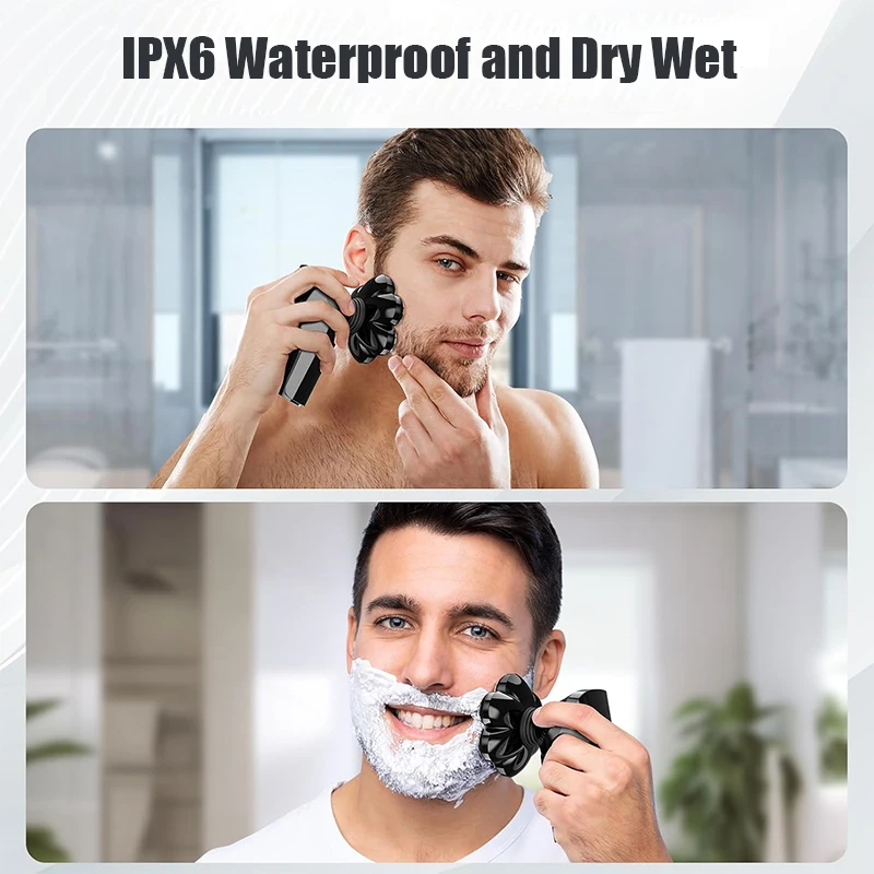 Komingdon OEM Electric Shaver Bald Men Rechargeable 5 In 1 Beard Hair Rotary Razor Waterproof Wet Dry Bald Head Shaver Machine