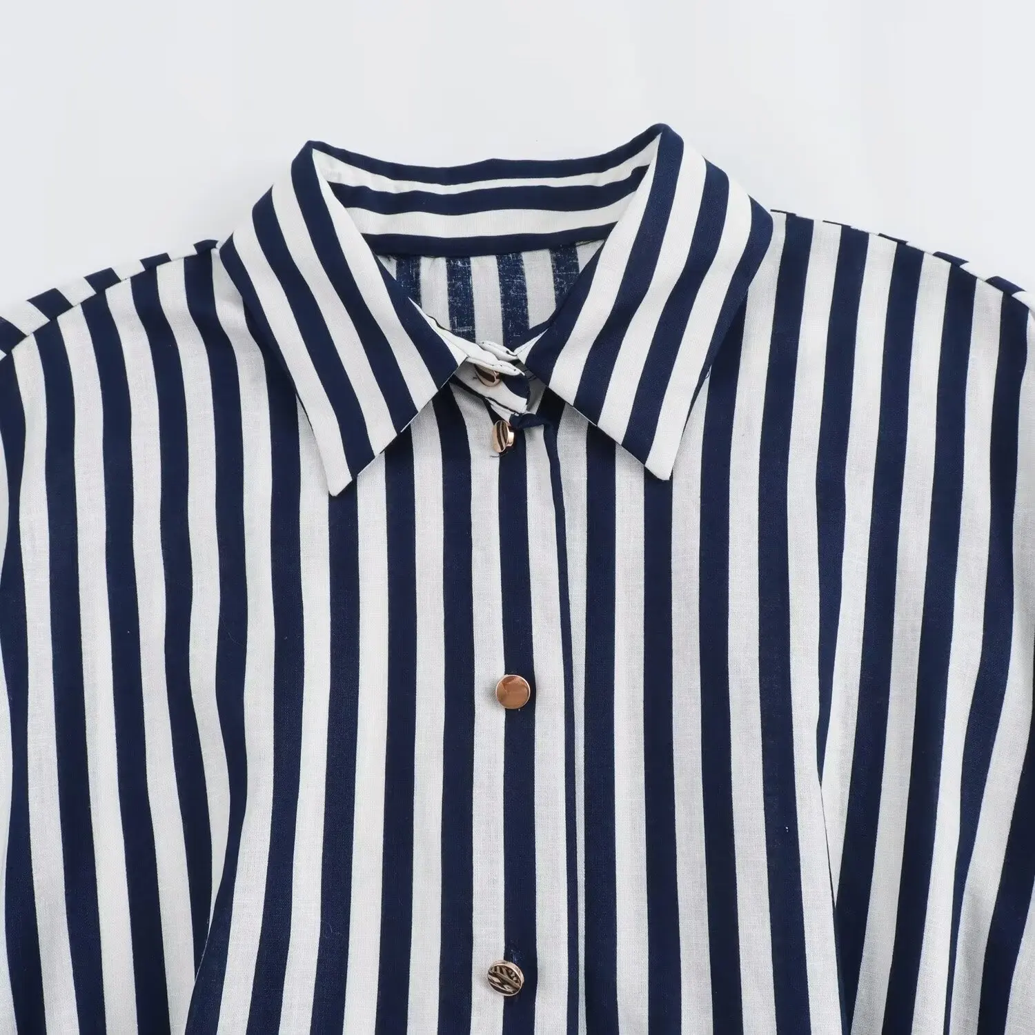 Turn down collar striped print sleeveless sashes buttons up casual fashion summer long dress for women