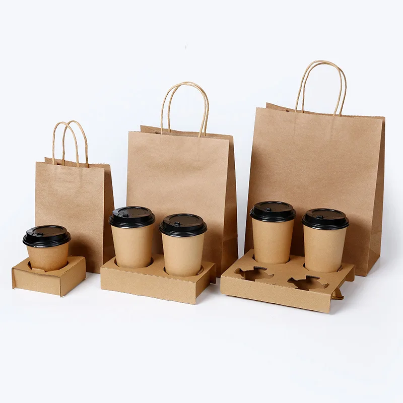 In stock disposable hollow paper cups wholesale coffee milkshake takeaway packaging double kraft paper cups