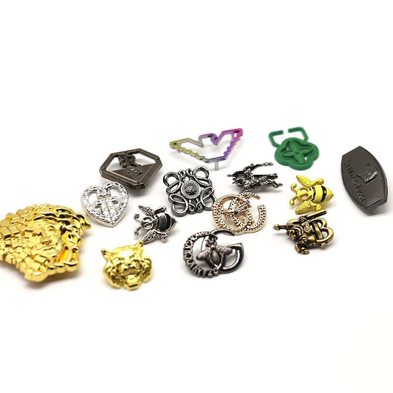 High Quality Rectangle Metal Casting Clothing Metal Label Tag Golden Engraved Logo Custom Metal Clothing Labels