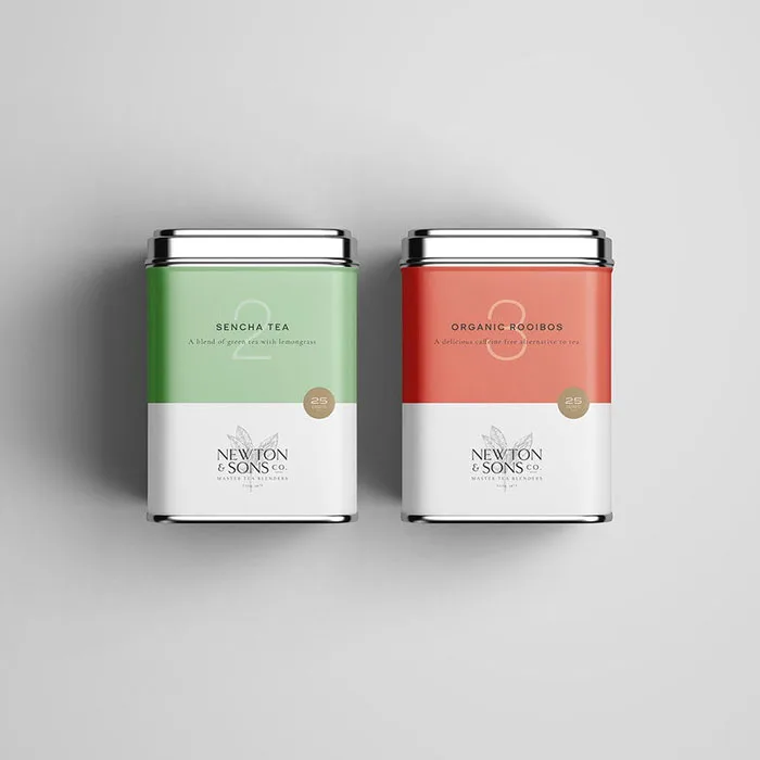 Customized design square airtight tea tin canister food grade printing packing box empty sealed square green metal tea cans