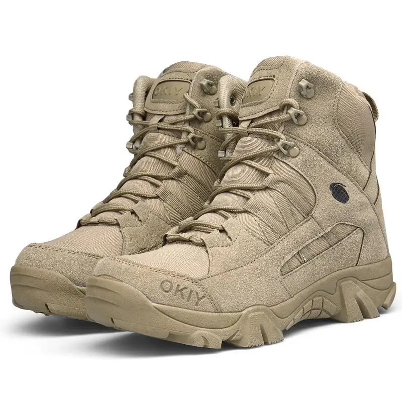 Military Tactical Side Zipper Lace Up Combat Boots Breathable Desert Outdoor Hiking boots for Men