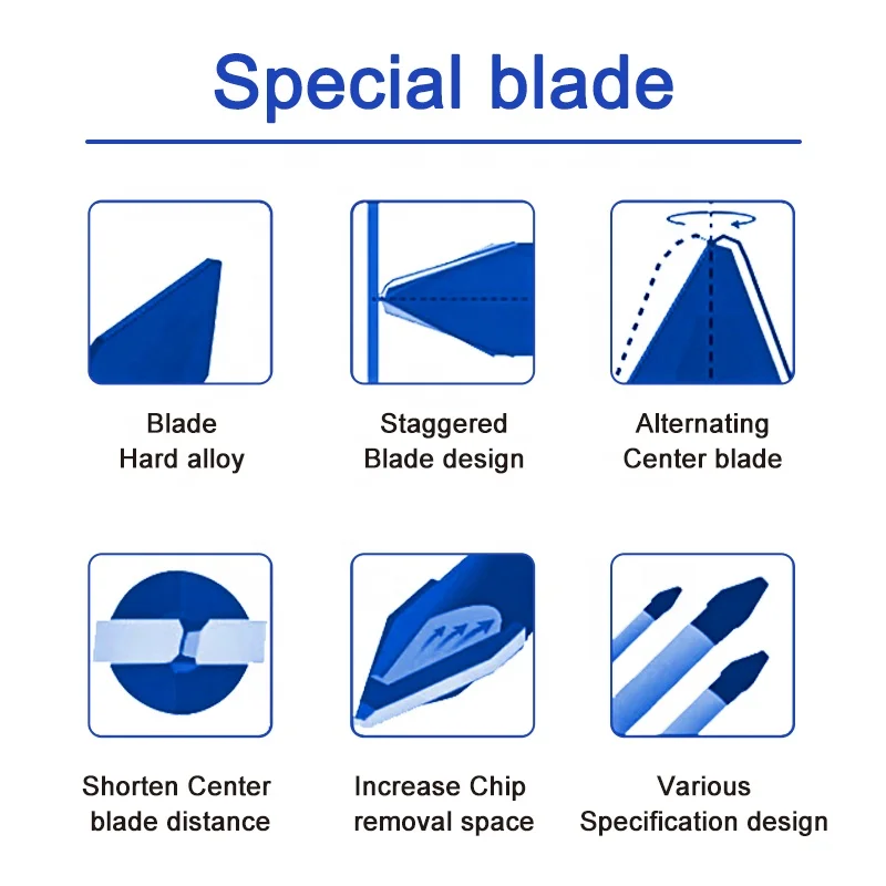 Multi functional hexagonal handle eccentric drill ceramic stone rock board all ceramic dry drilling tool set