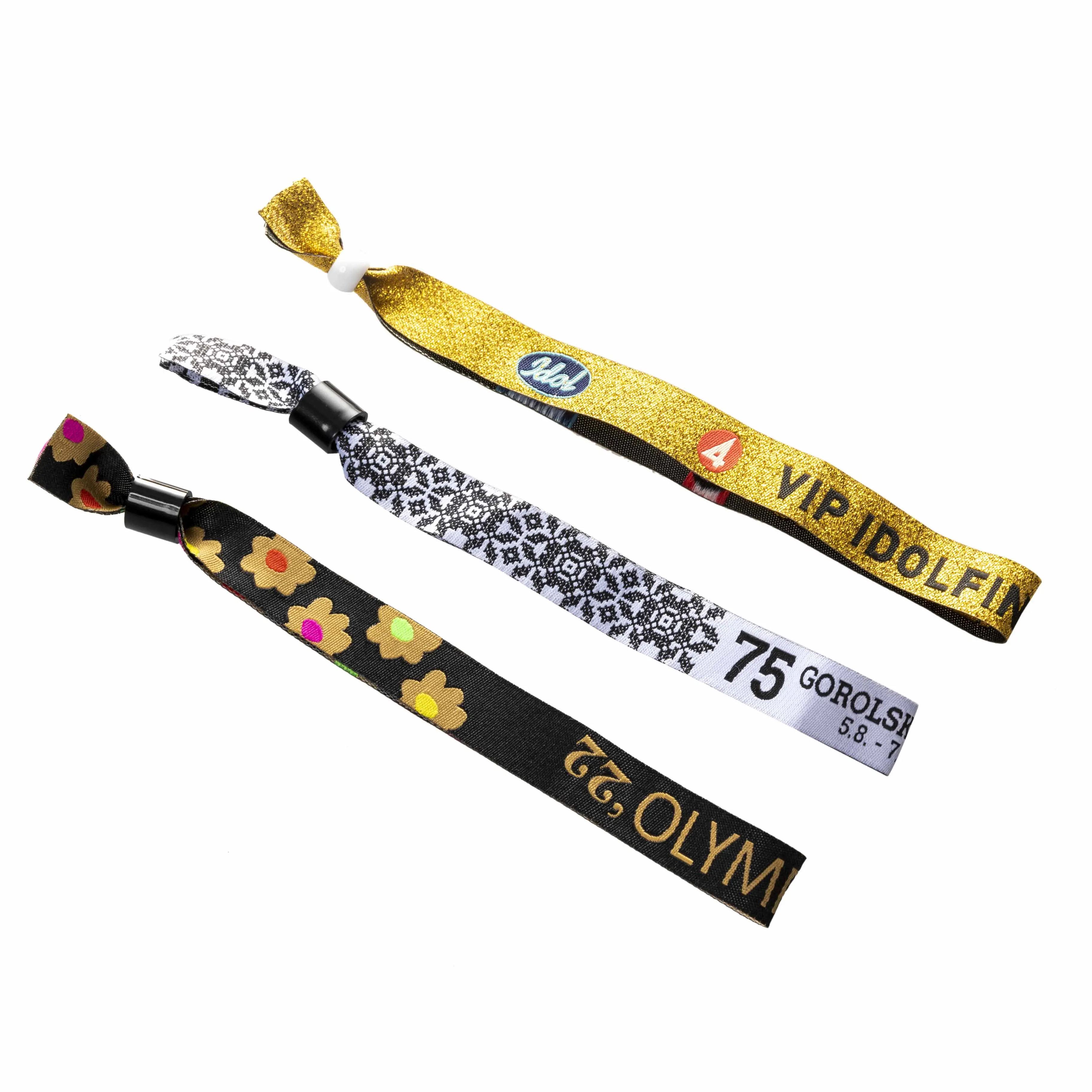 Festival gift shinny VIP textile woven wristband with sample free