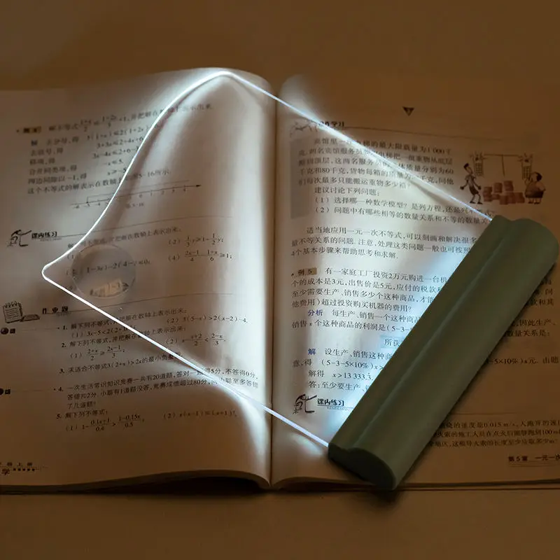 LED reading light USB rechargeable reading study light acrylic high-transmittance tablet small book light