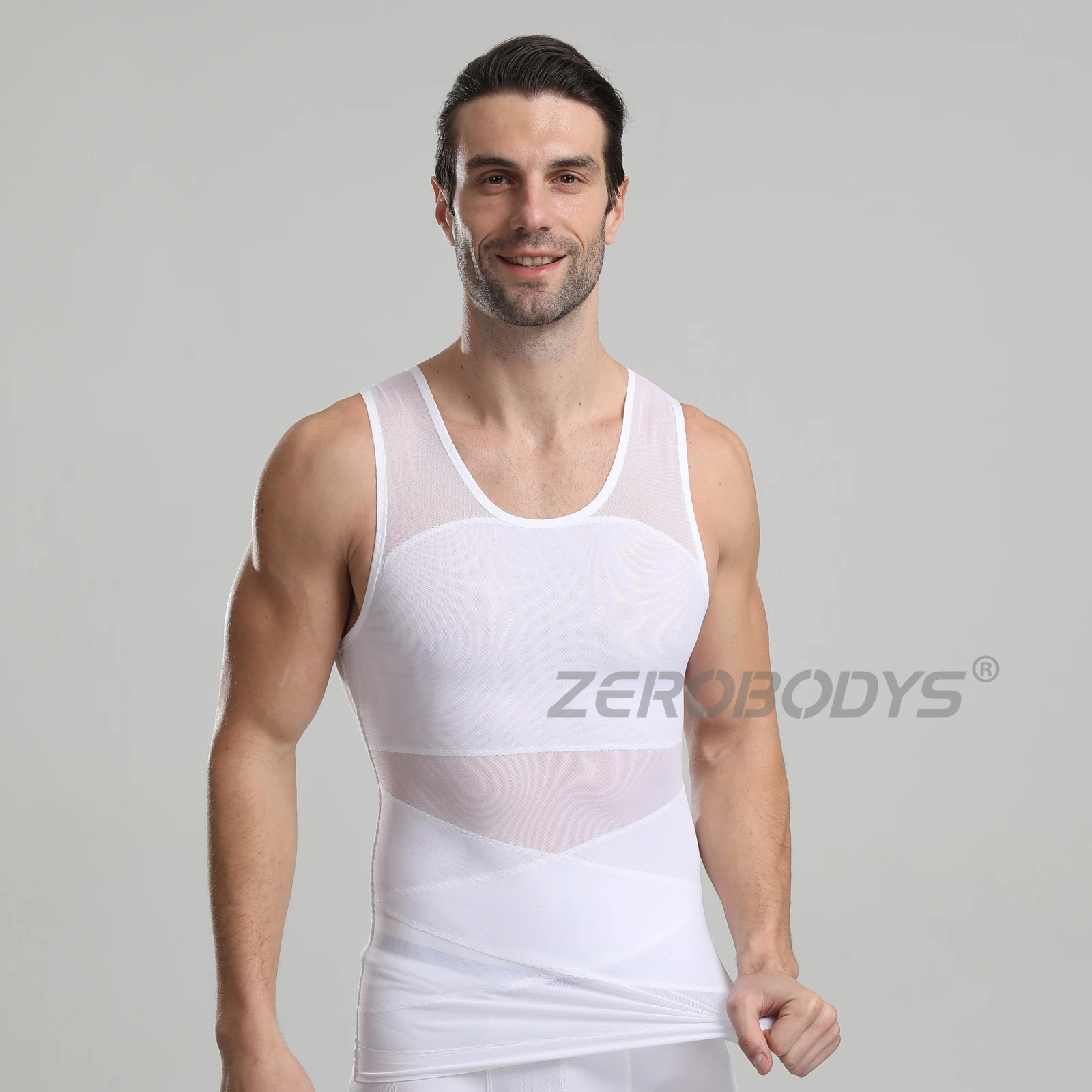 W093 Fajas for Man Slimming Fit Tank Top Chest Compression Body Building Abdominal Tightening Vest