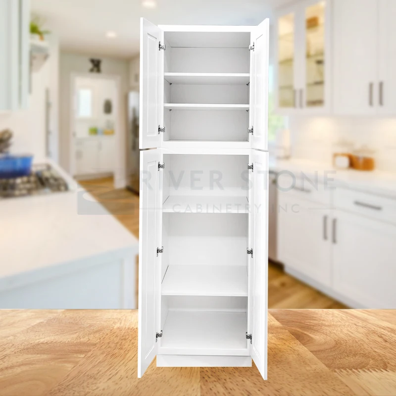 Local US Stock Wood White Tall Pantry Cabinet For Storage Upgrading Kitchen Cabinets Modular Soft Close Tall Cabinet With Doors