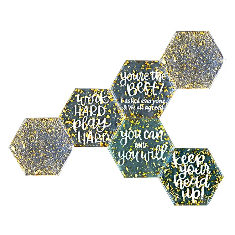 YS DIY Inspirational Coaster Mold Silicone Hexagon Blank Coffee Mat Wall Hanging Decoration Mold Home Plaster Jewelry Tools