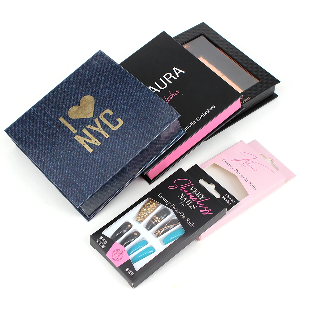 Customized Colorful Business Thank You Cards Press On Nails Display Packaging Paper Cards For Artificial Nails
