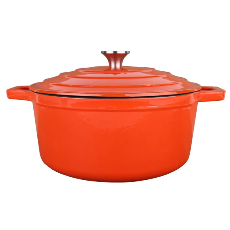 
Manual cast Iron cookware round enameled coating casseroles ceramic sauce pot with lid and Handles 