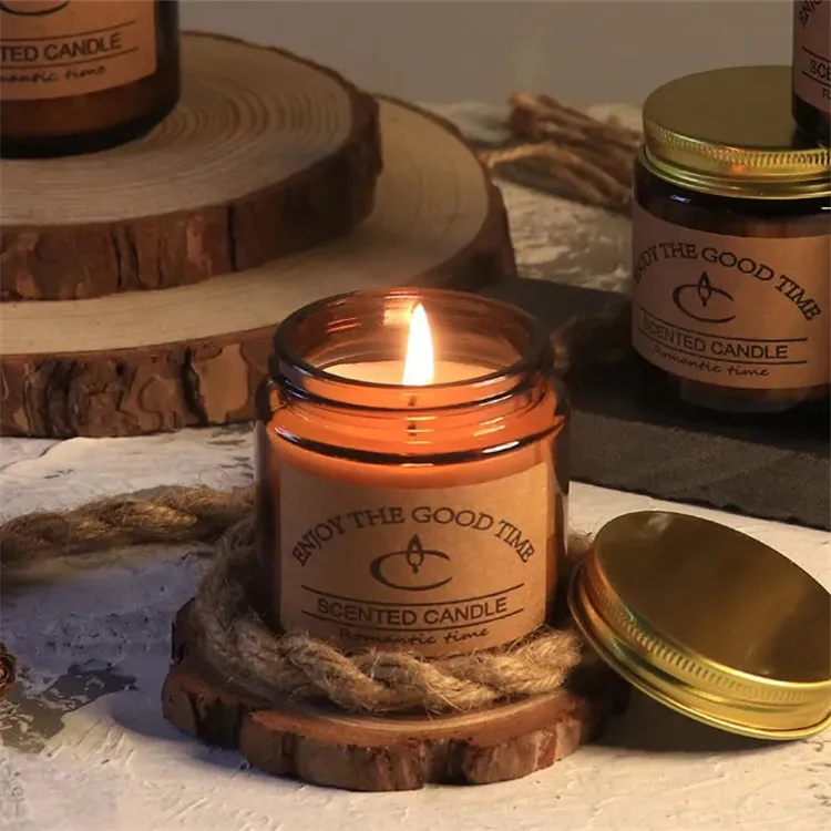 Wholesale romantic scented candles container glass candle jar with lid for bedroom