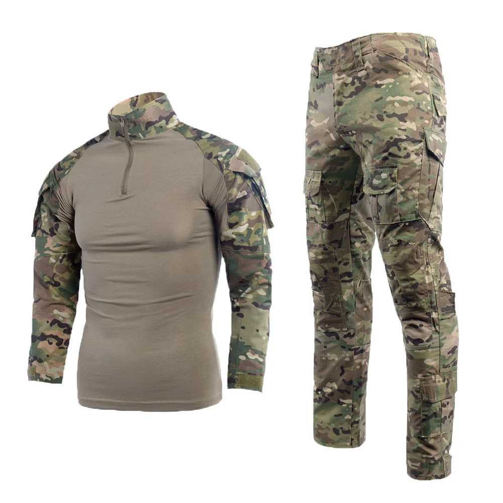 G3 Tactical Clothes Uniform Camouflage CS Training Suit Breathable Rip Stop Frog Suit Clothes with Knee Pads