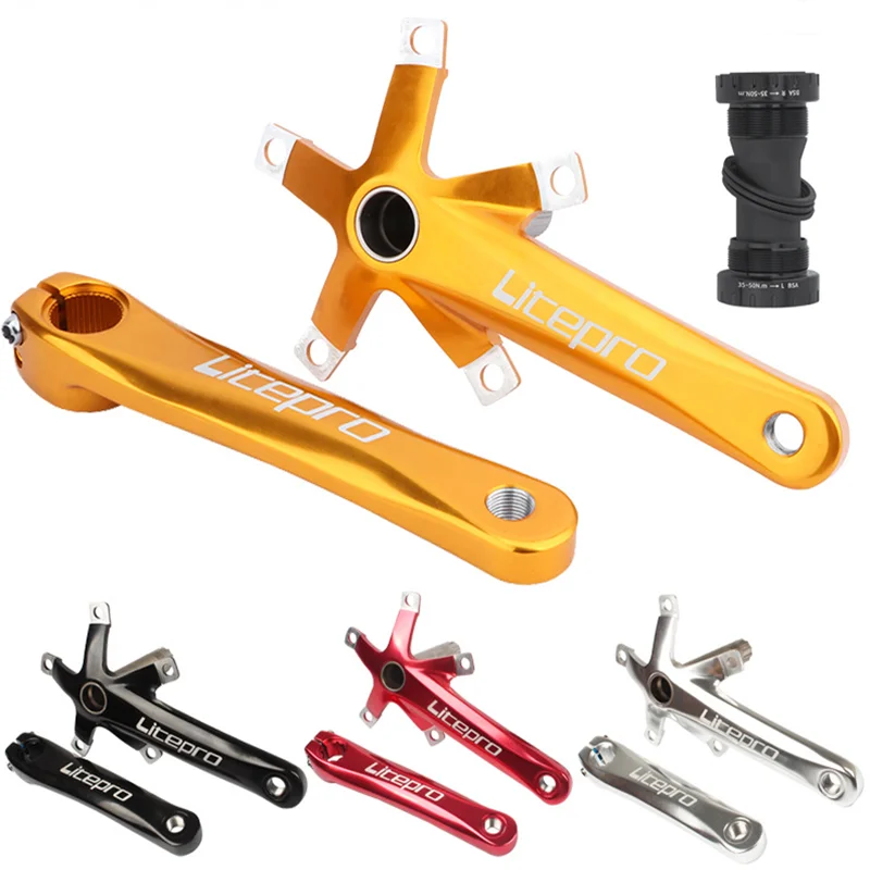 Folding Bike Crankset Disc Bicycle Disc Hollow Crank 130BCD with Bottom Bracket