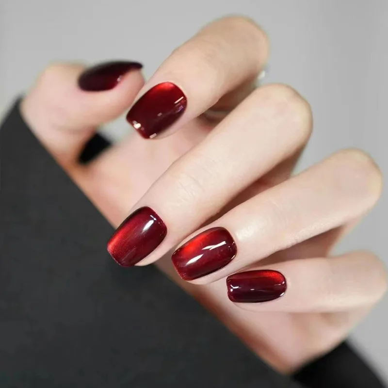 24pcs/Box French Red Seamless Removable Nails Full Cover Cute False Nails Art Free Shipping