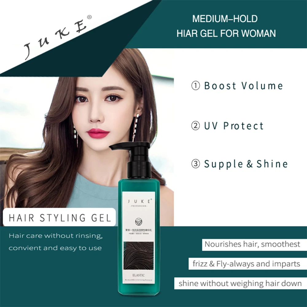 OEM ODM Vegan Eco Curly Styling Hair Gel for Women Frizzy Hair, Juke Moisturizing Formula with Plant Oils and Herbal Extracts