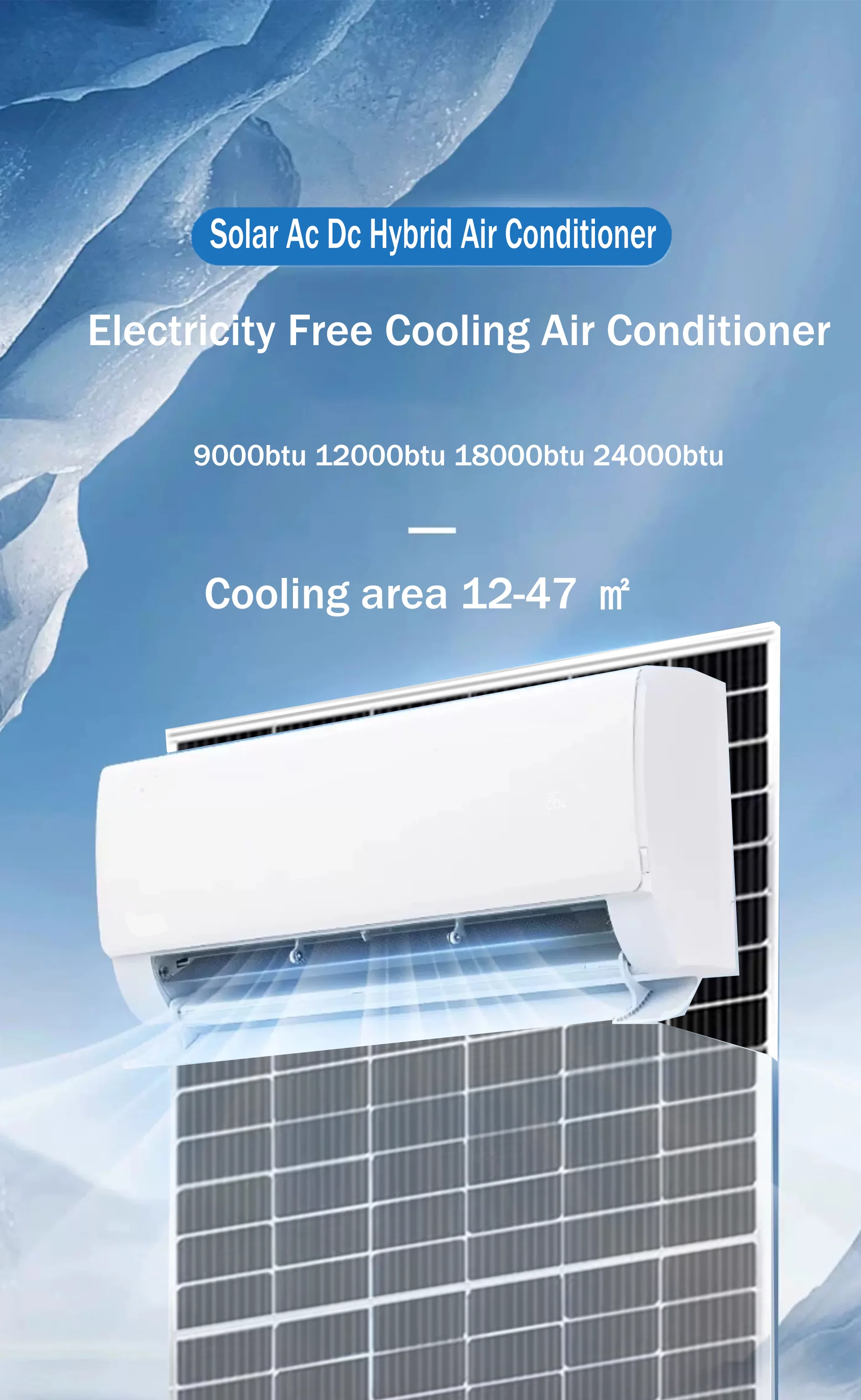12000btu Ce Certified Hybrid Solar Air Conditioner Mobile Home Air Conditioner Solar Air Heater Cooler System