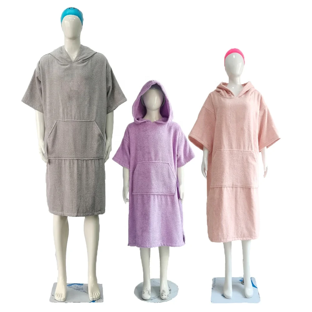 High quality Organic cotton kids hooded towel animal bath robe children beach surf changing robe poncho