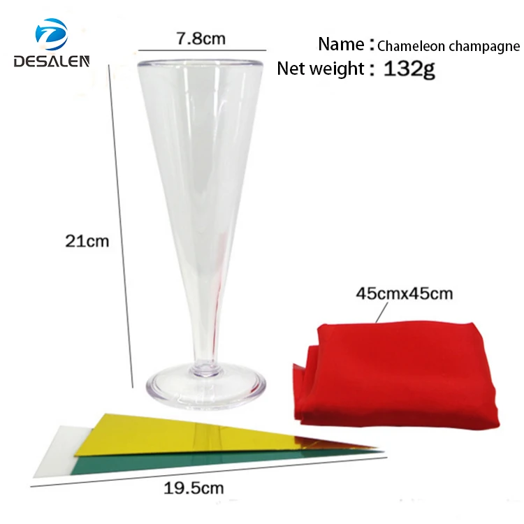Desalen Stage Magic Props Glass Color Change Magic Trick Chameleon Champagne
