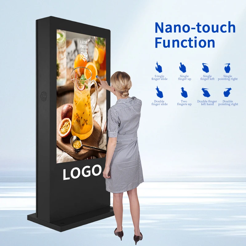 ZCLH Kiosk Displays Pole Billboard Waterproof 55 Inch Outdoor Digital and LCD Signage Outdoor LCD Display Advertising Screen