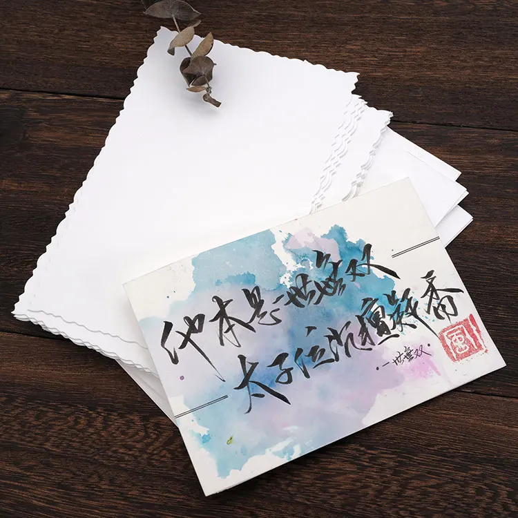 DIY creative blank postcard Word card Blank hand-painted Dutch white card dyed toning test card paper